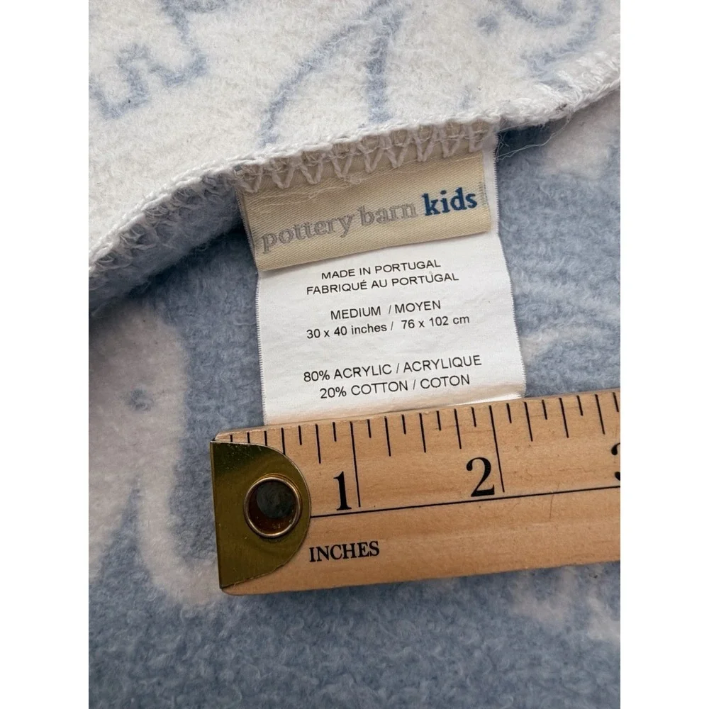 Pottery Barn‎ Kids Blue White Elephant Baby Blanket 30x40